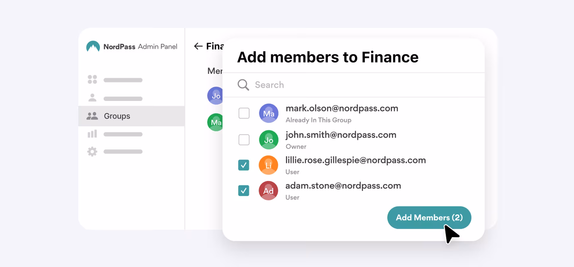 groups dashboard