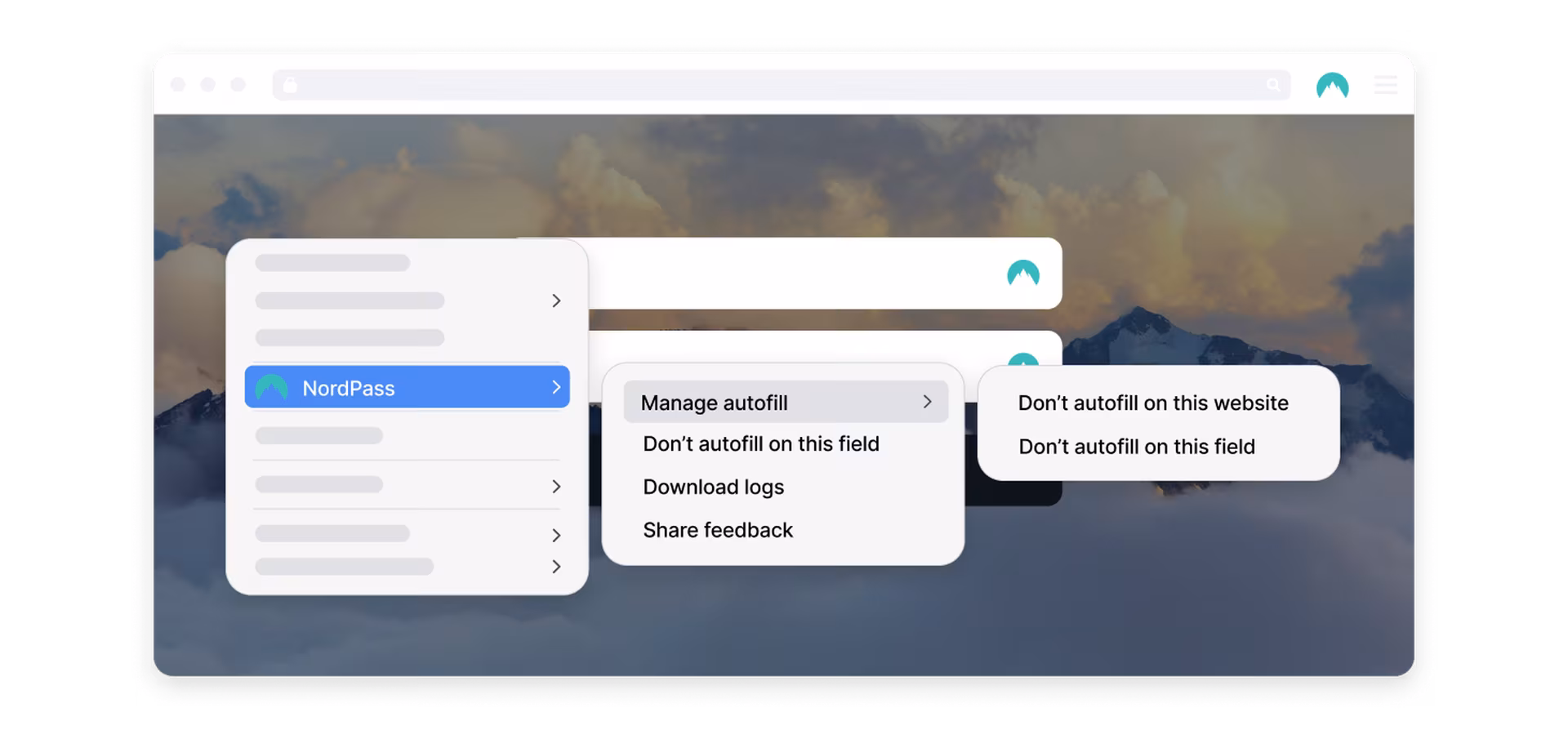 how to manage autofill Nordpass dashboard view