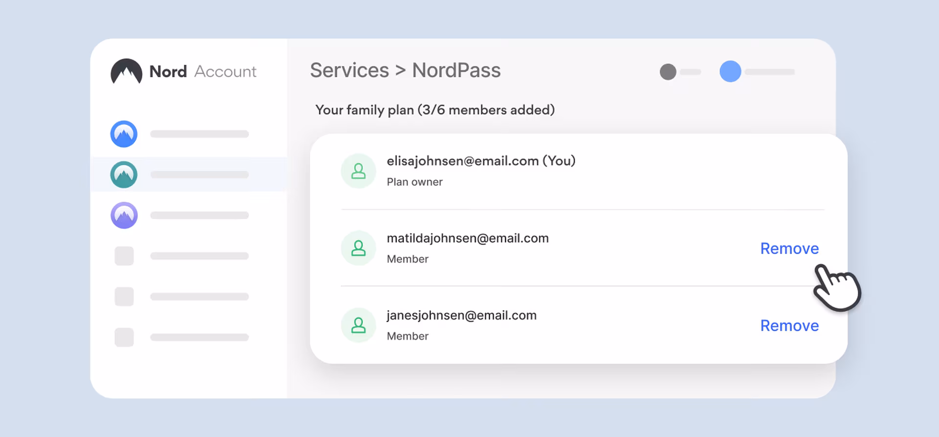 family plan dashboard nordpass