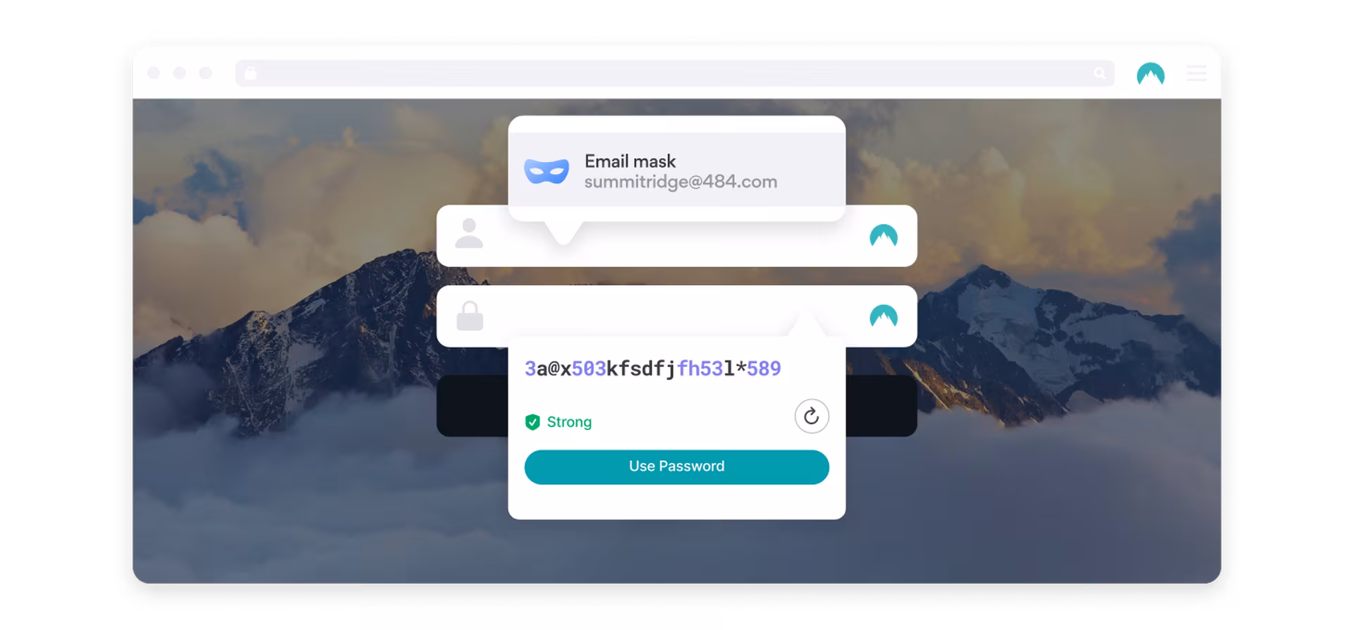 email massking input field Nordpass dashboard view