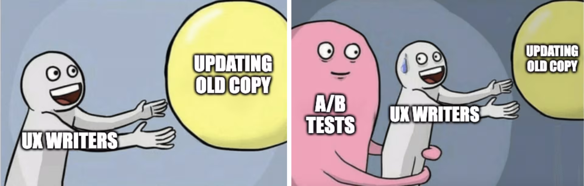 meme of ux writers and a/b tests