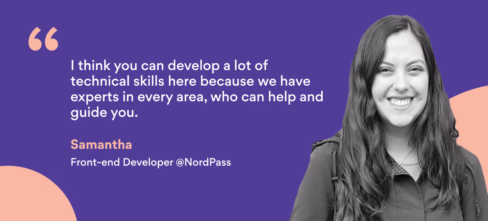 frontend developer Samantha and her quote about technical skills