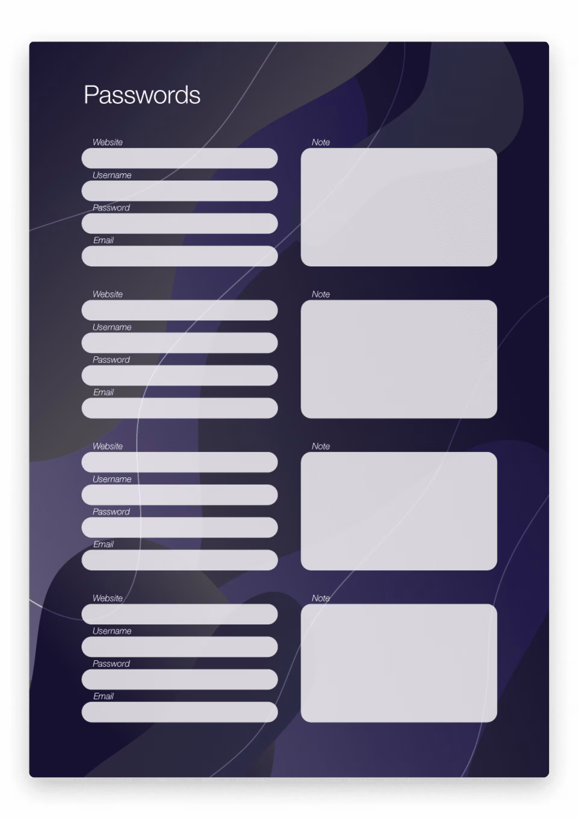 password keeper template