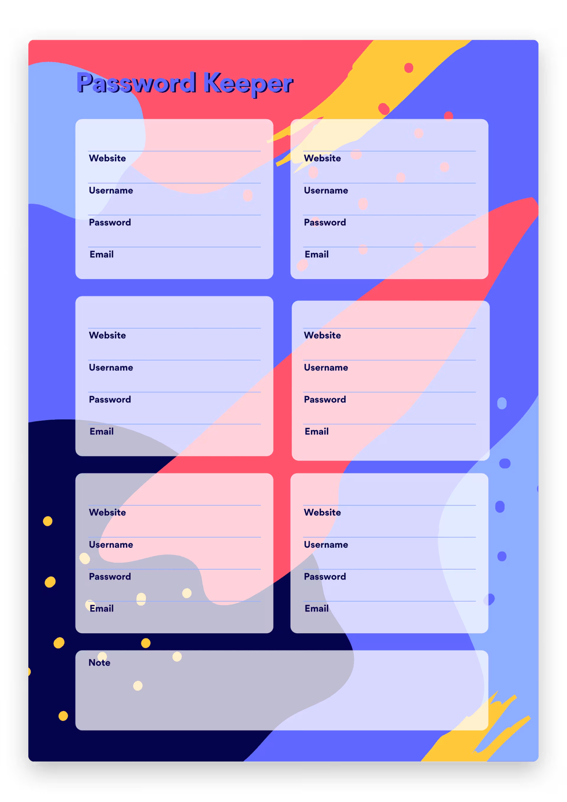 password keeper template