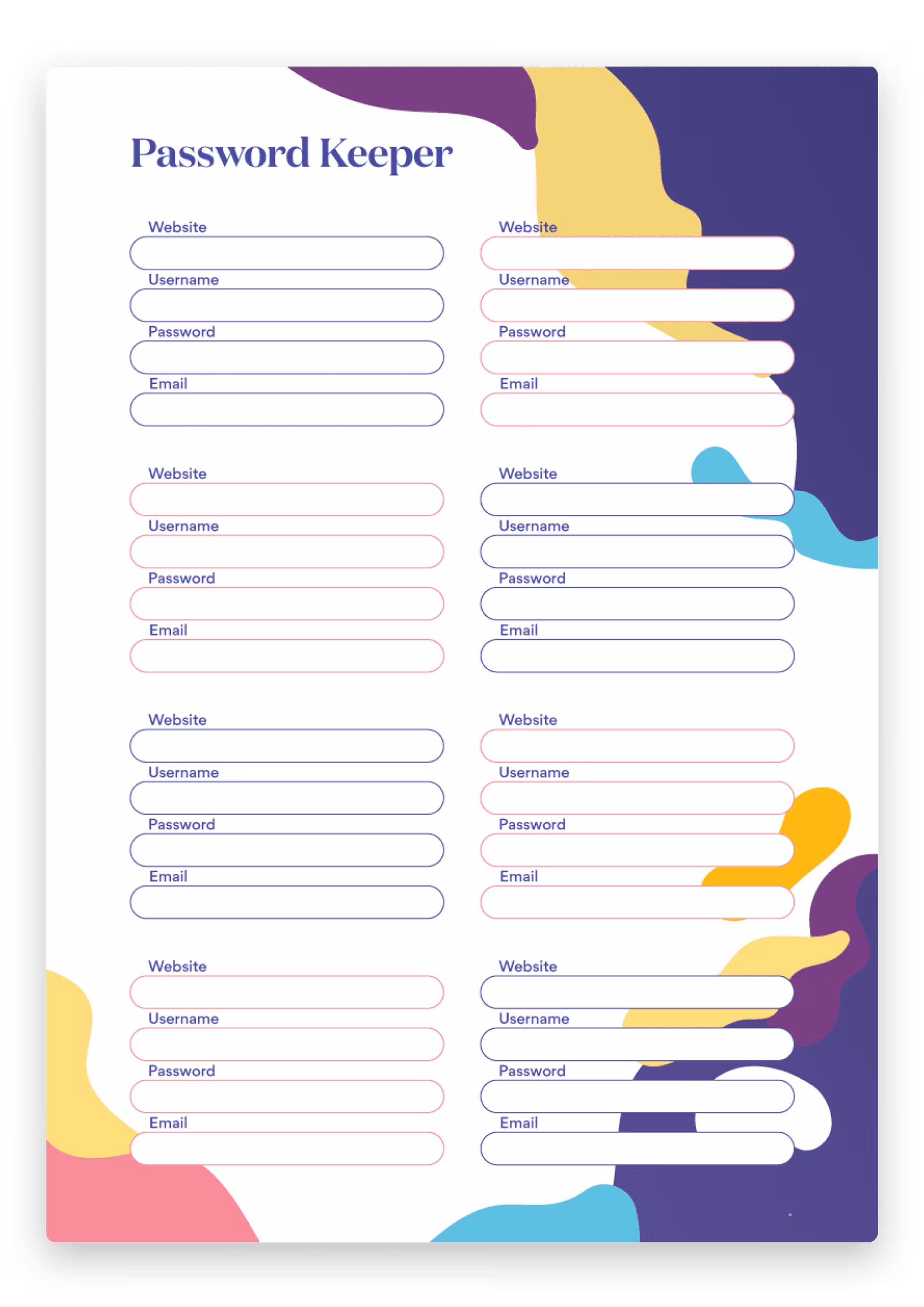 password keeper template