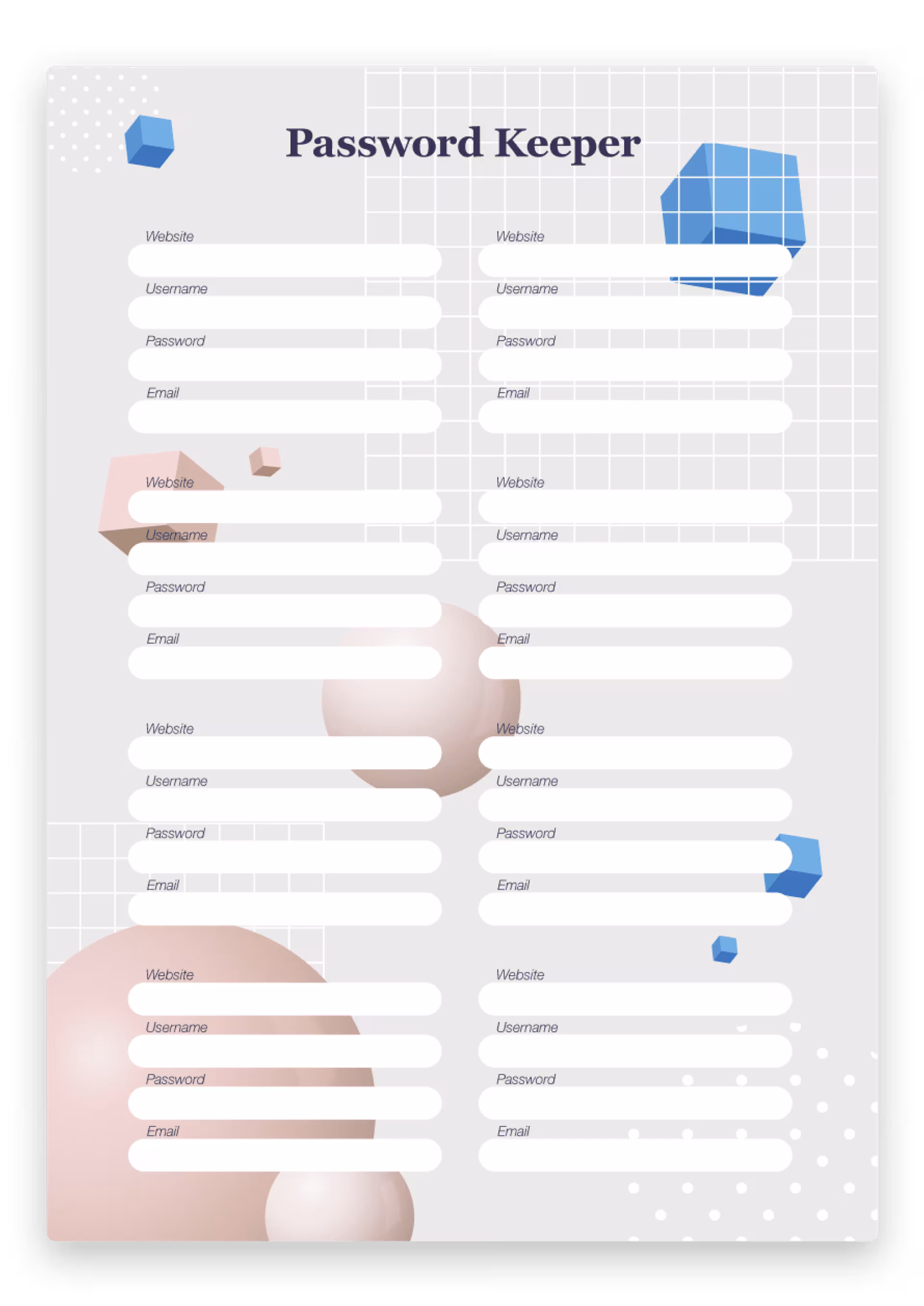 password keeper template