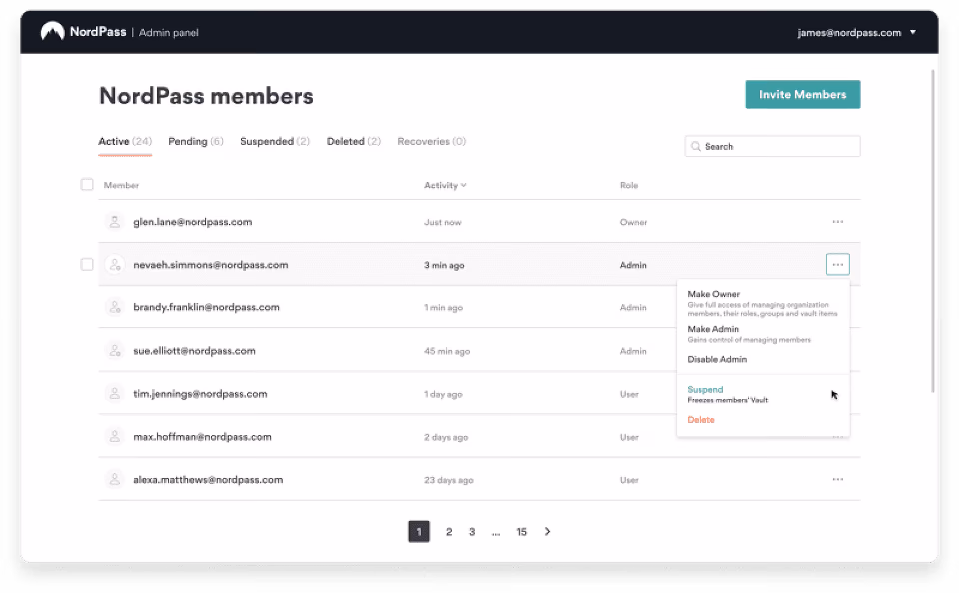 member list actions