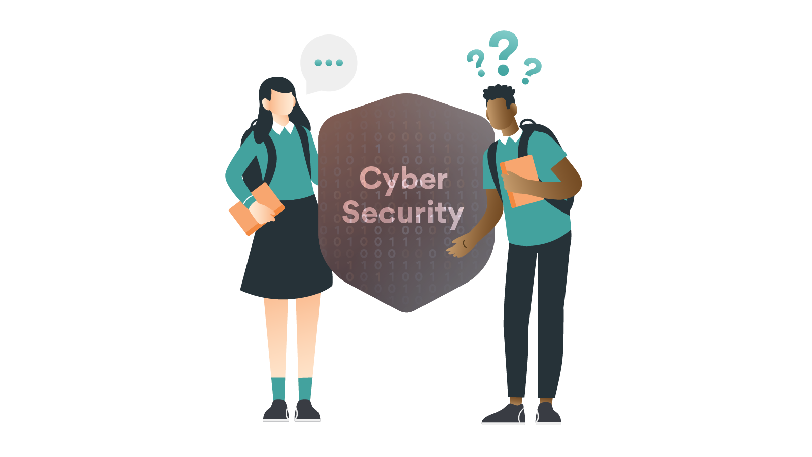 cybersecurity for students two students in white background