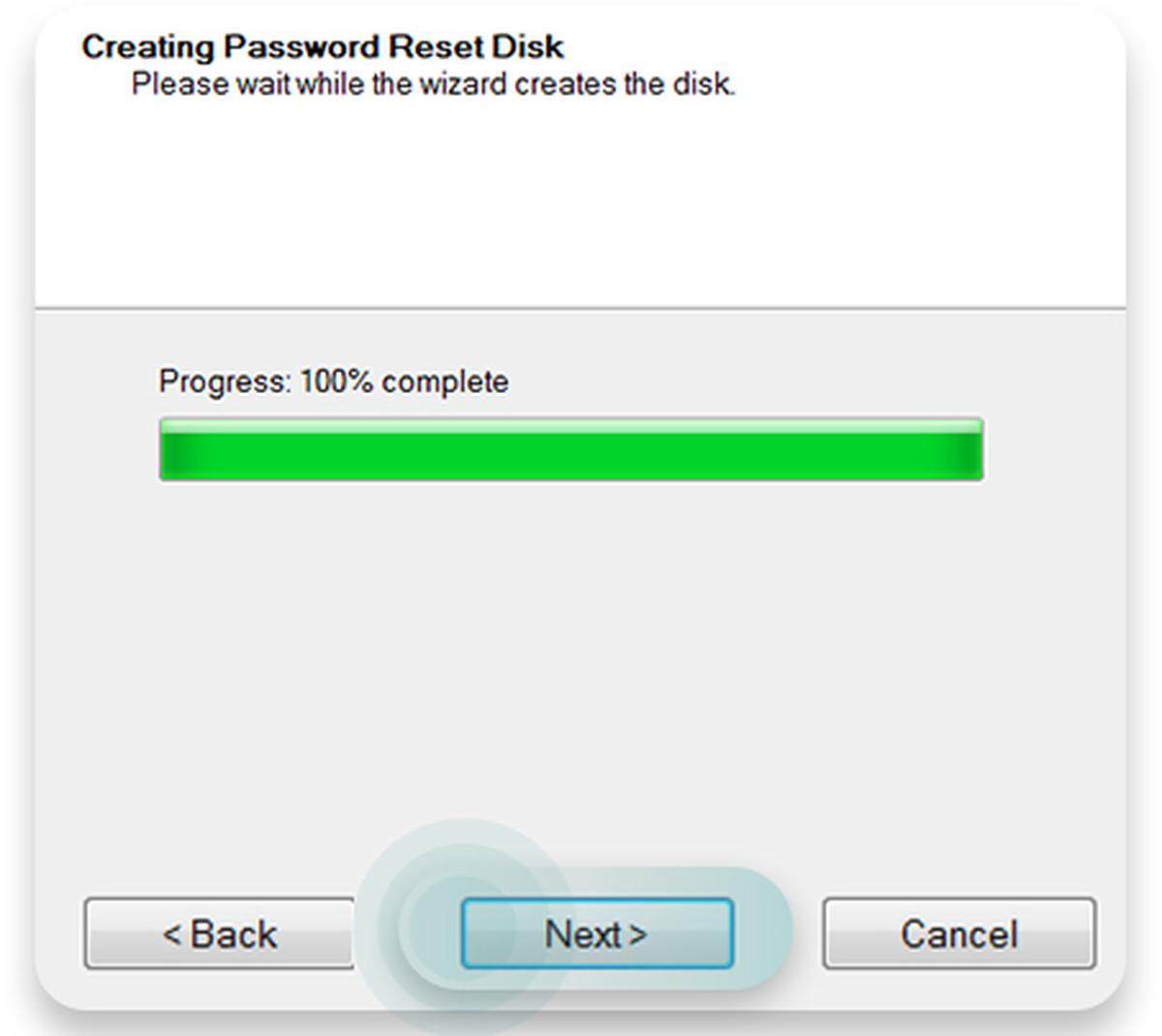 reset disk progress bar