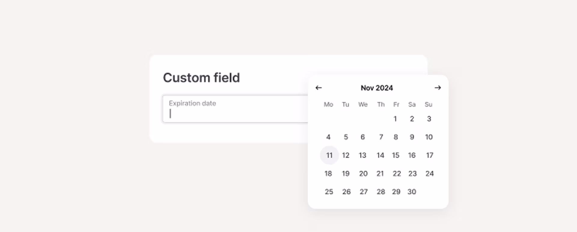 custom field calendar
