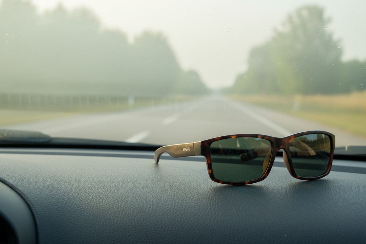 Ochelari de soare NERV Hook Tortoise cu lentile polarizate, pe bordul masinii, reducand reflexia parbrizului