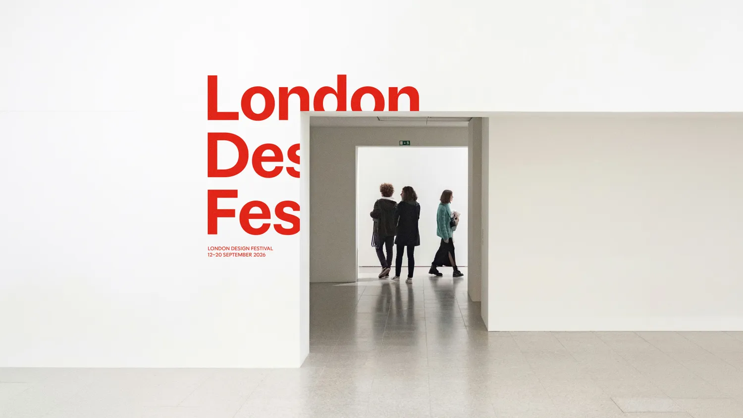 London Design Festival 2026 Framing LDF görsel kimliği ve galeri iç mekânı