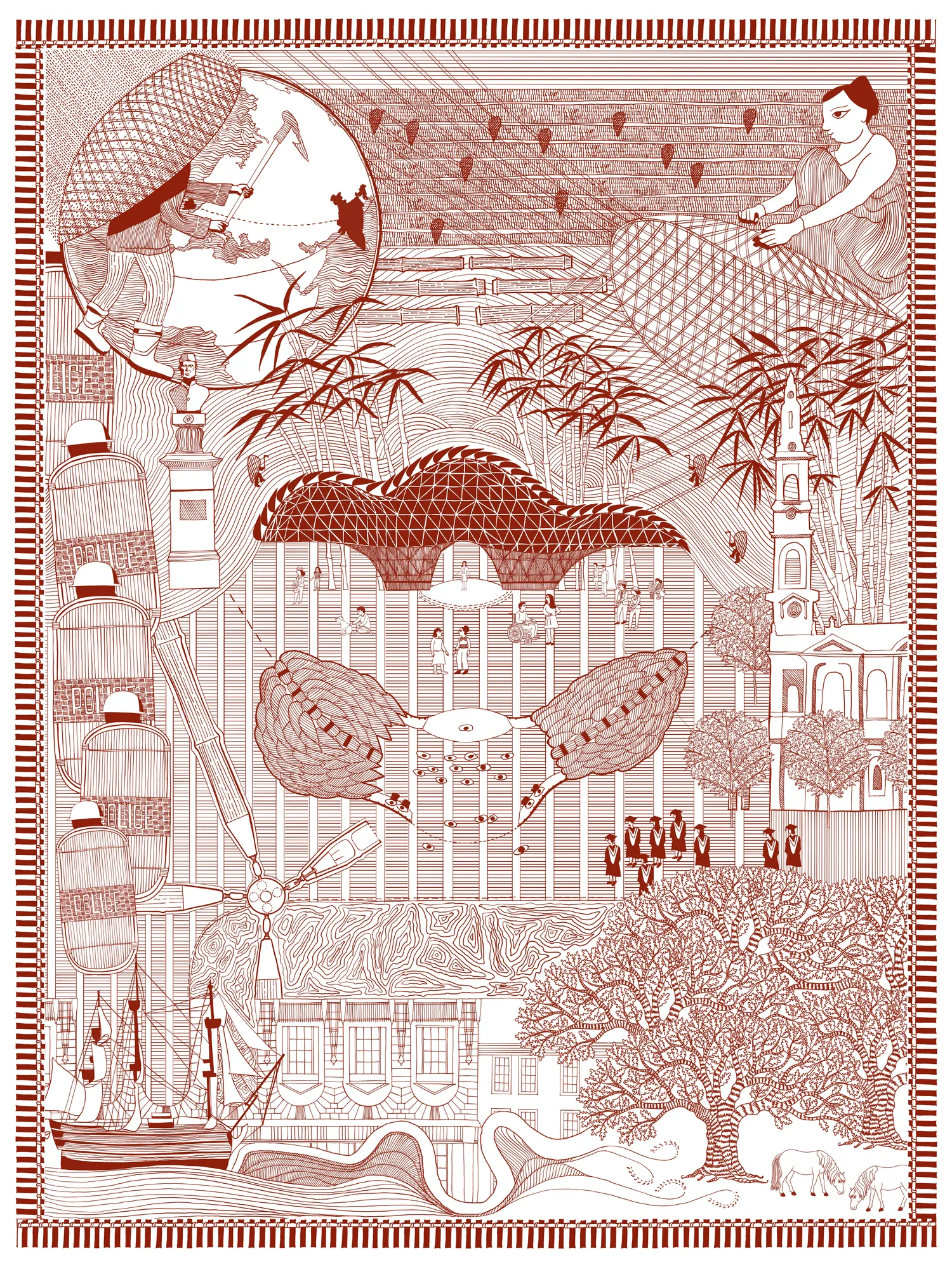 Presentation drawing for The Pangolin Shield by Studio Saar and Atelier One