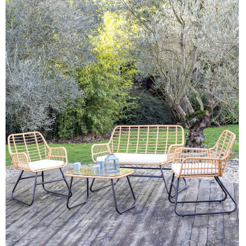 SALON DE JARDIN EN ROTIN EXOTIQUE