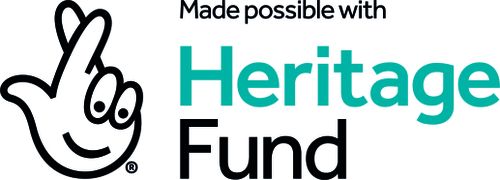 Logo with the words Made possible with Heritage Fund. To the left there is a hand with it's middle and index fingers crossed.