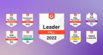 G2 Fall 2022 badges for Pilot with an ombre purple background