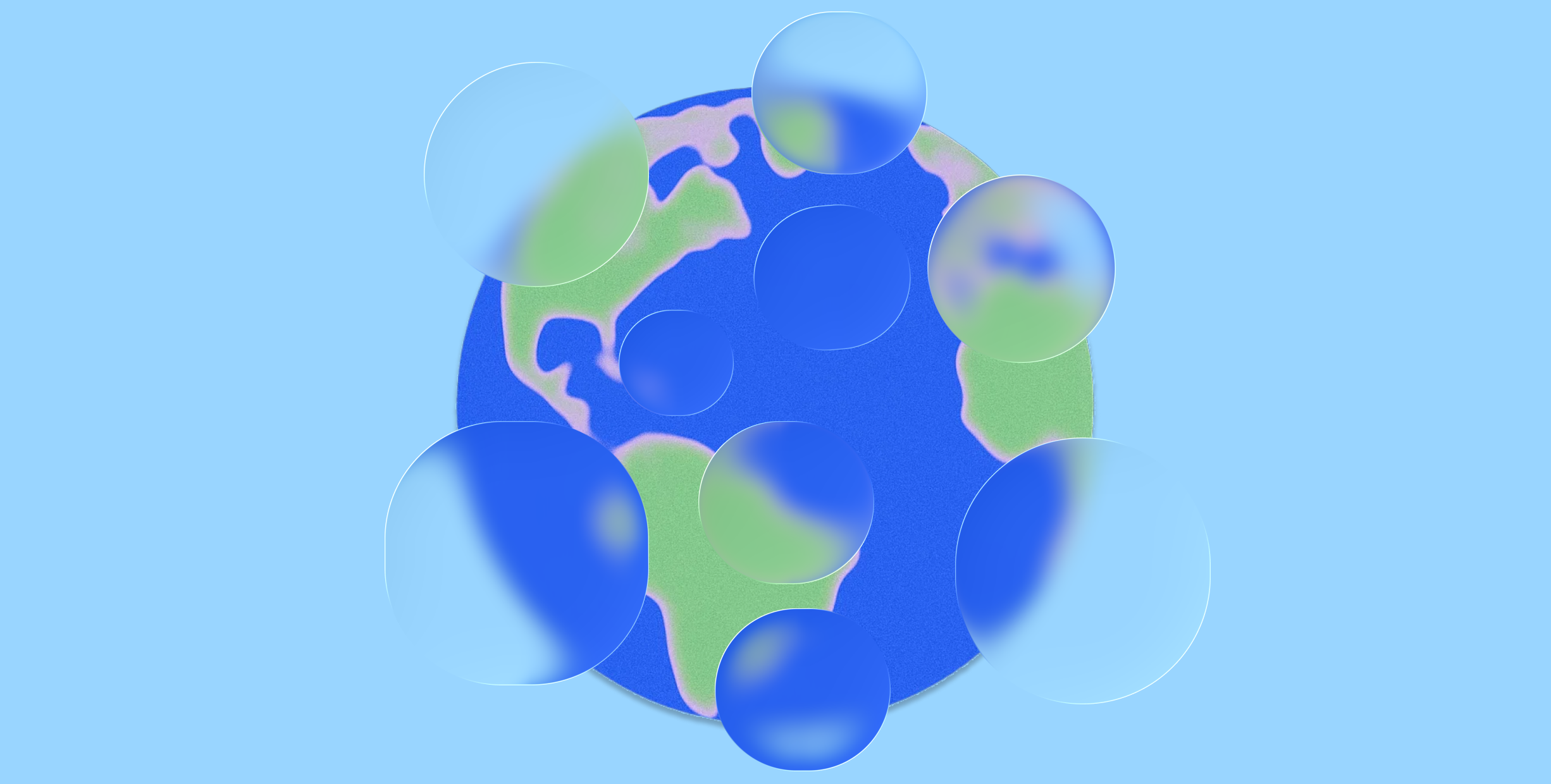 Image of globe with bubbles on top of it