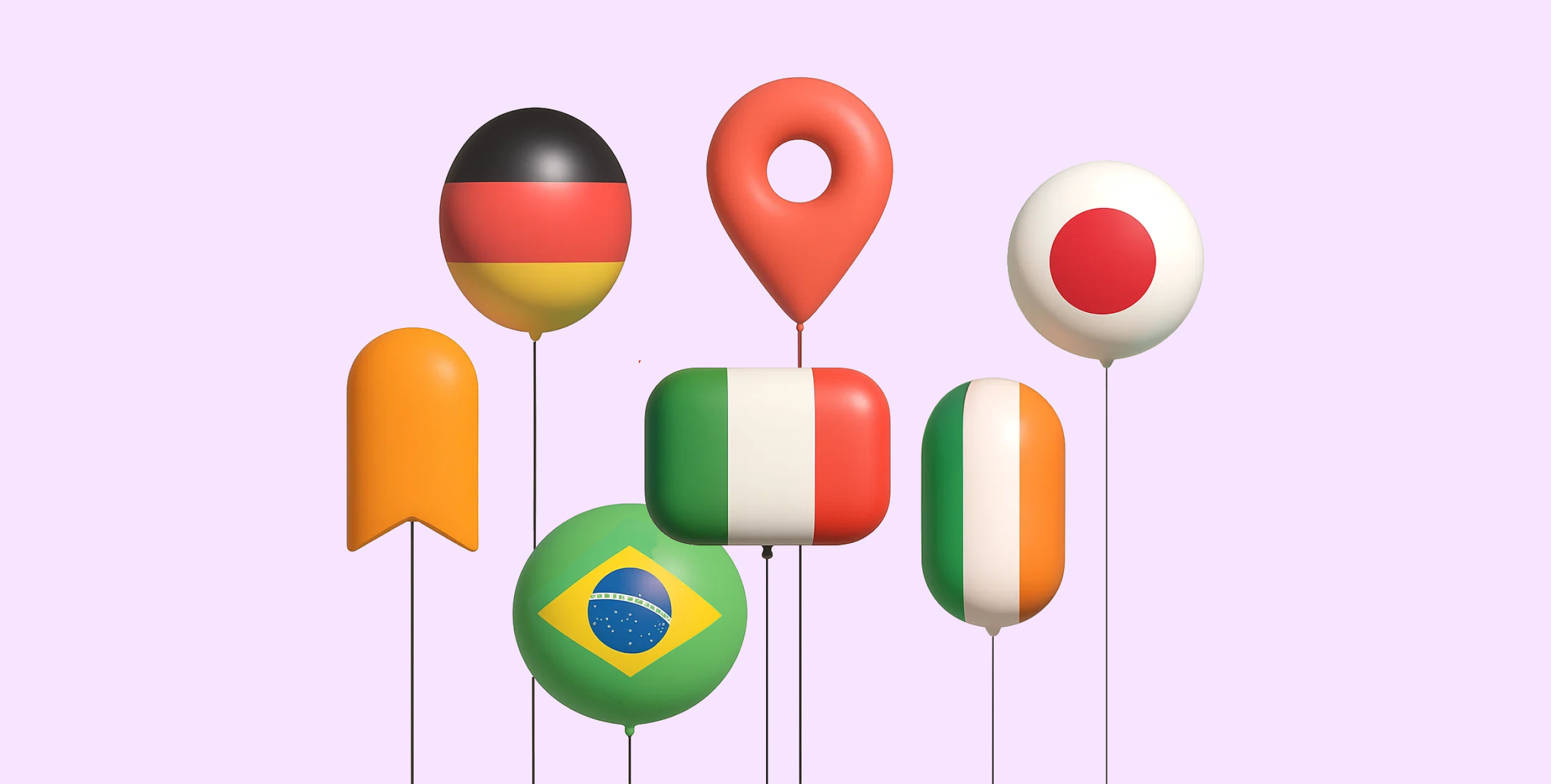Image of world maps in whimsical balloon shapes
