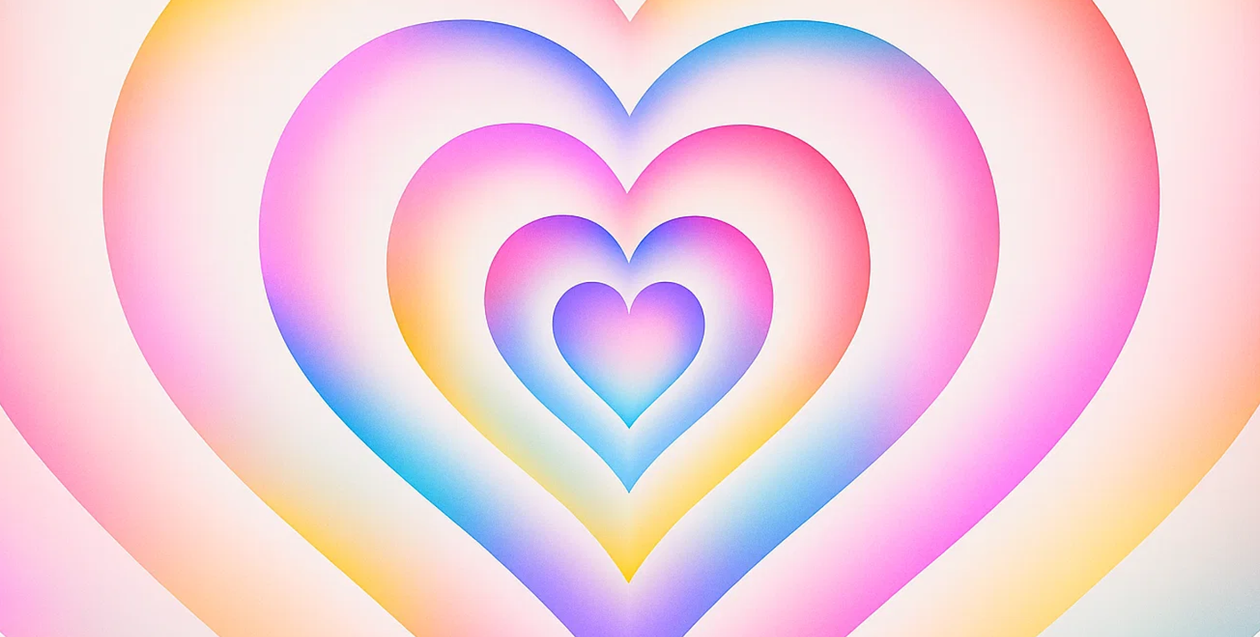 Graphic of a colorful heart shape with echoing heart shapes
