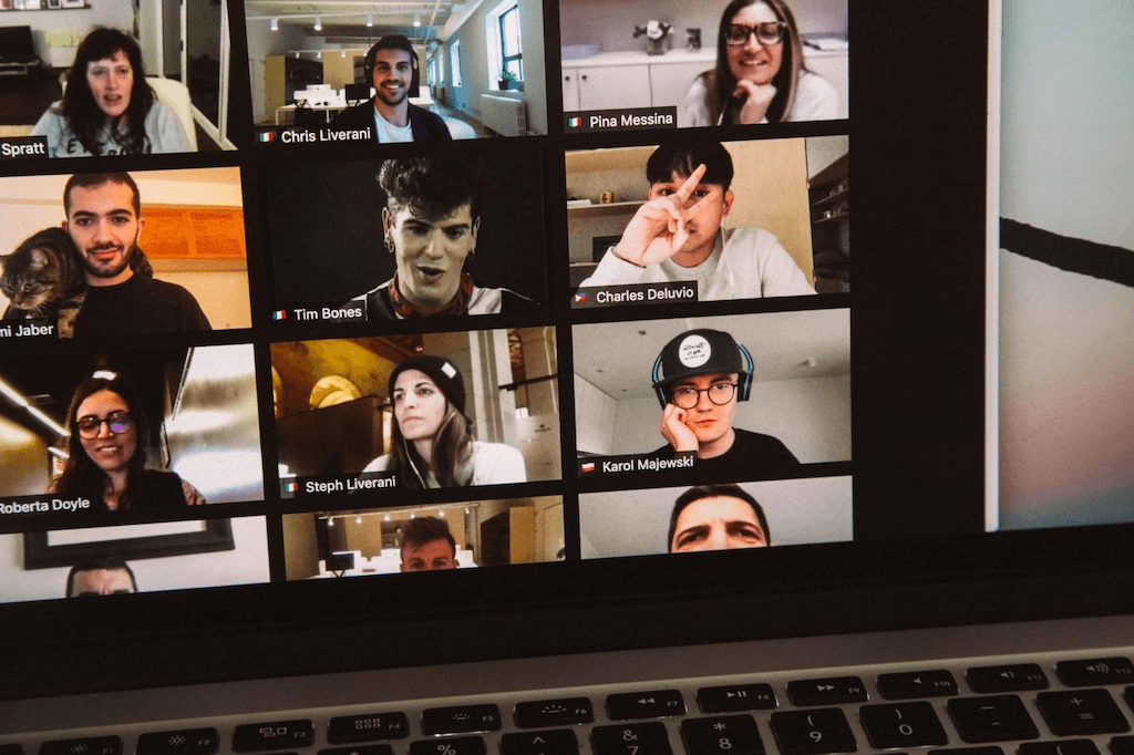 People having online meeting