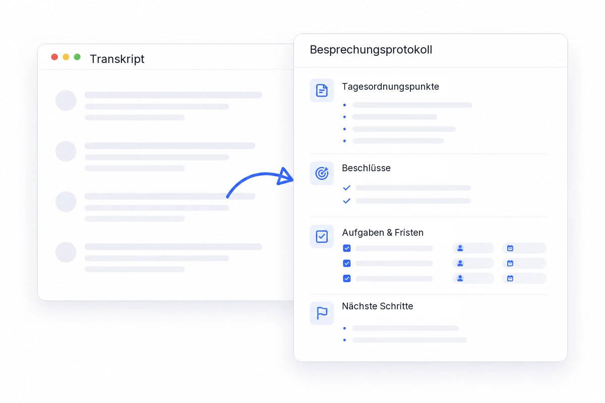 Transkript in ein Protokoll umwandeln