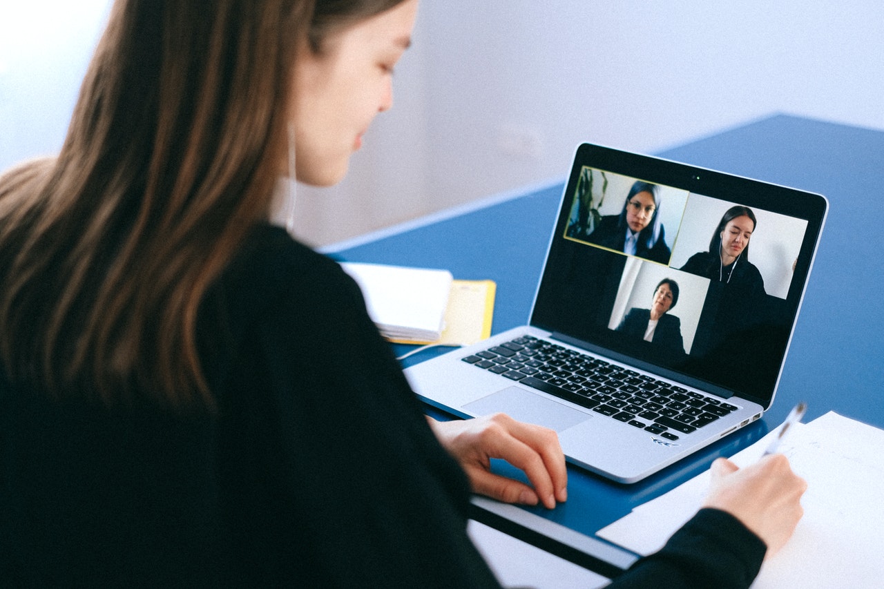 a woman on an online meeting