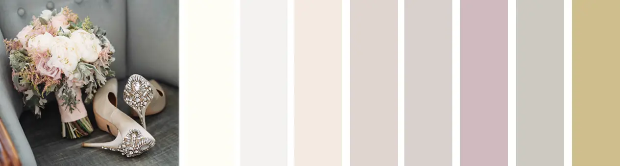 Farbpalette mit den Farben für das Outfit der Goldbraut