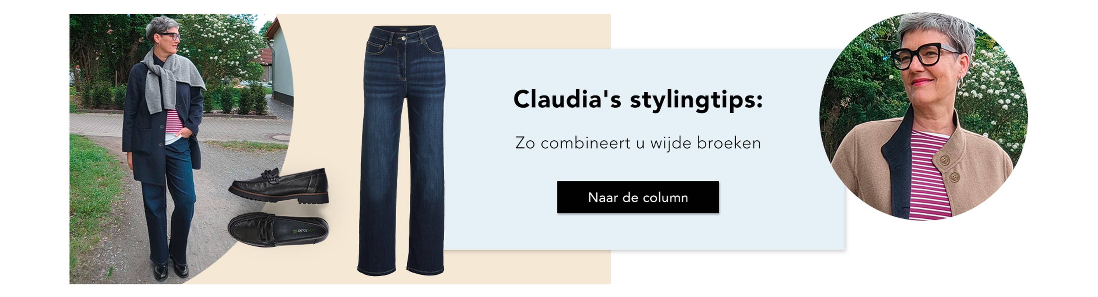 Een modegids over wijde broeken, met loafers en een comfortabele outfit. De focus ligt op stylingtips voor zelfbewuste, rijpere vrouwen.