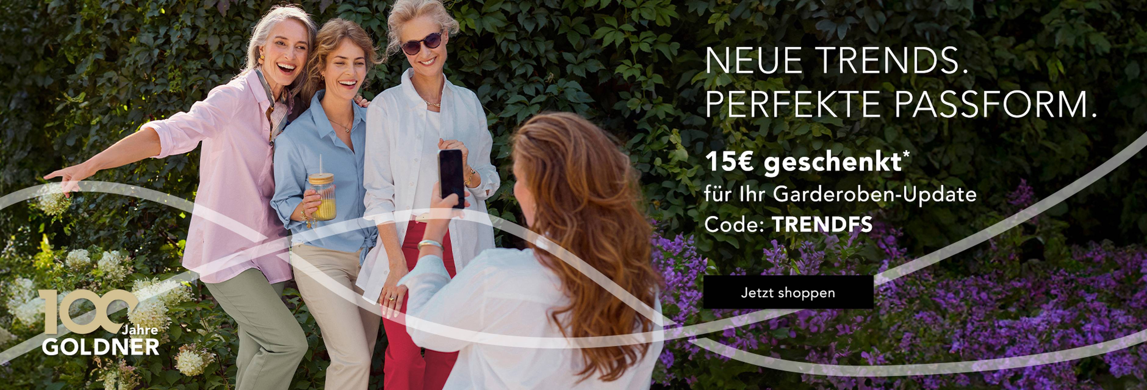 Freundinnen in modernen Damen-Outfits – neue GOLDNER Trends mit perfekter Passform