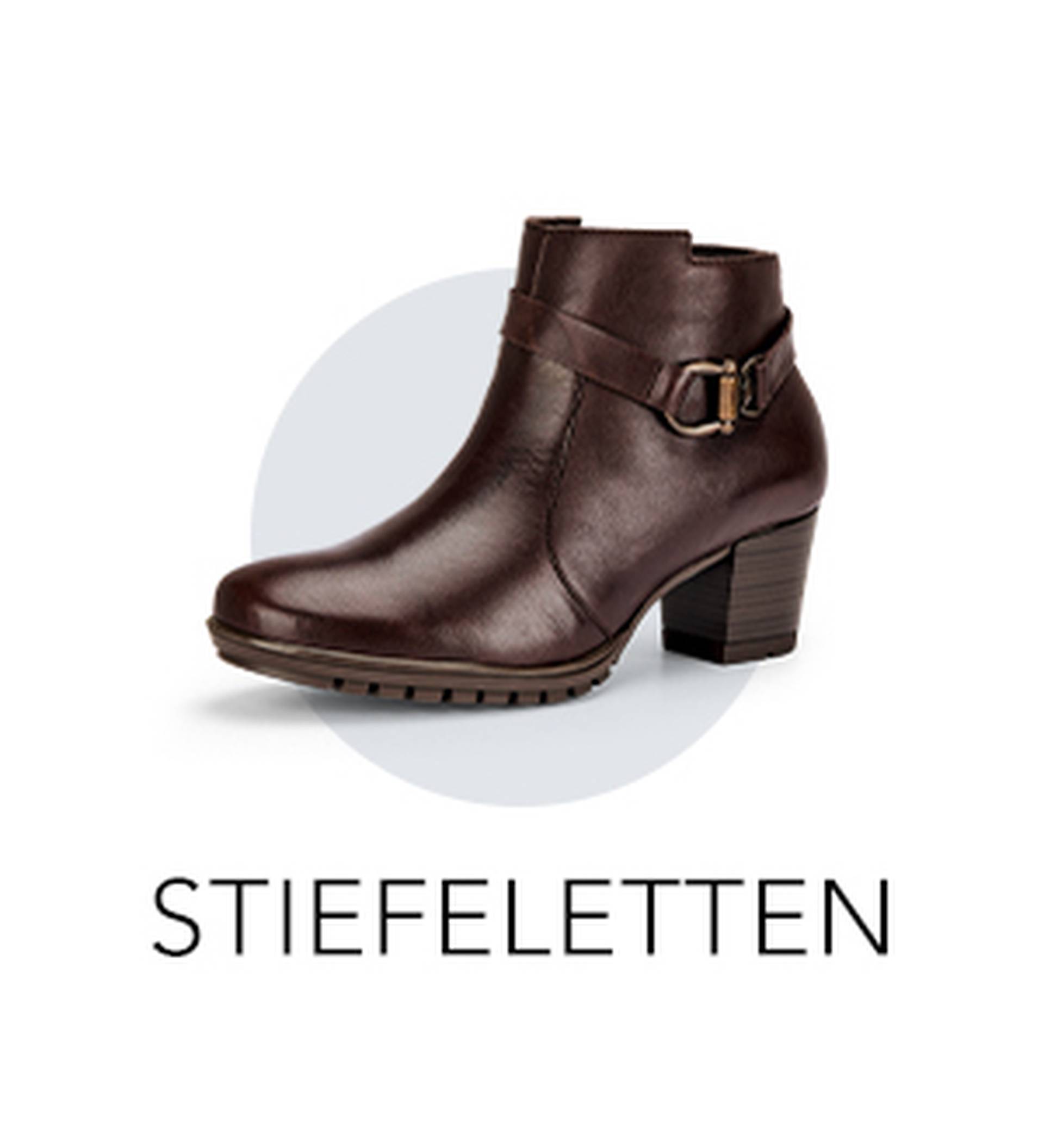 Elegante braune Lederstiefelette mit niedrigem Absatz und gold Riemen als Akzent – bequeme Stiefel von GOLDNER.