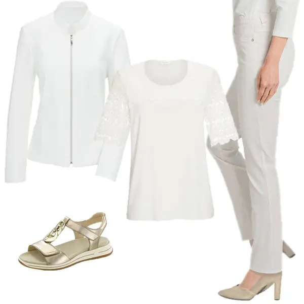 Outfit in Weiss für die Goldbraut 