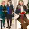 Twee vrouwen in elegante kerstoutfits