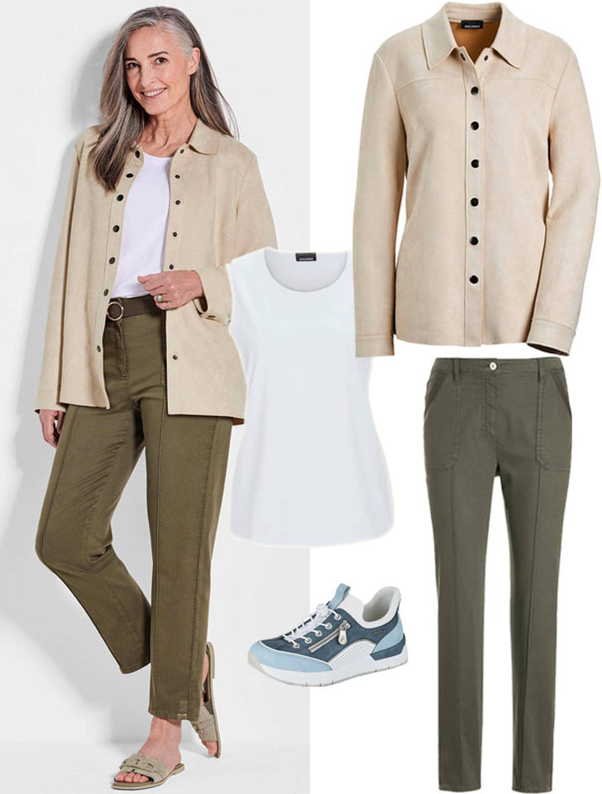 Outfit mit Overshirt im Safari-Look