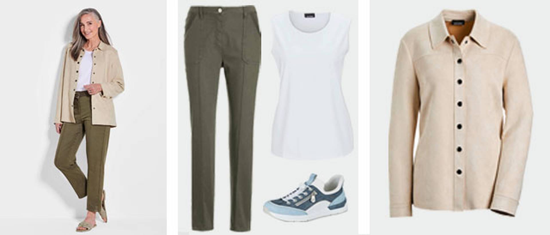 Outfit mit Overshirt im Safari-Look