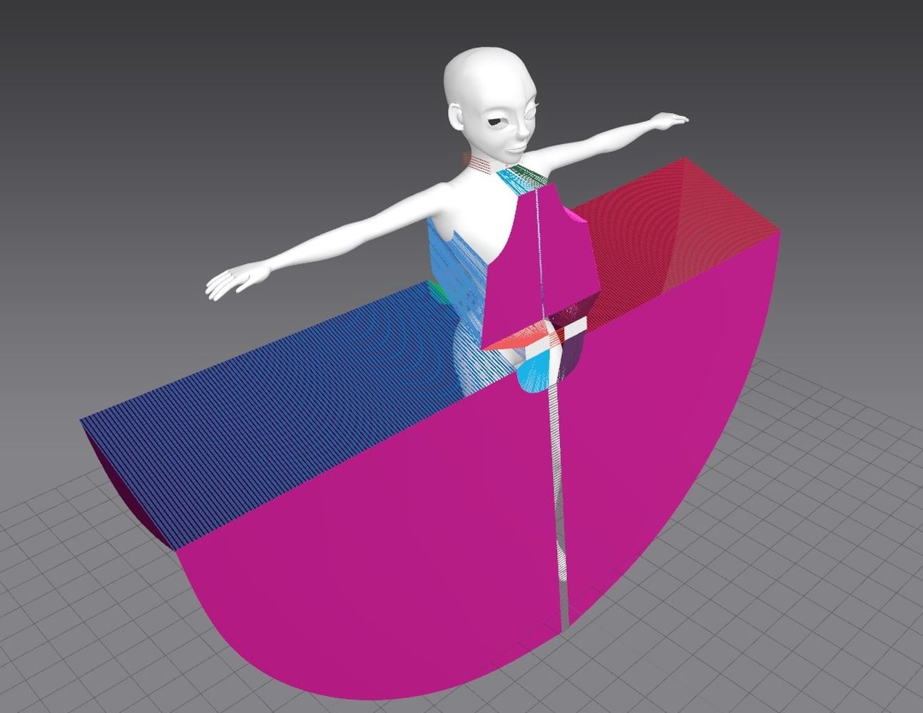 Vestito con sew prima della simulazione