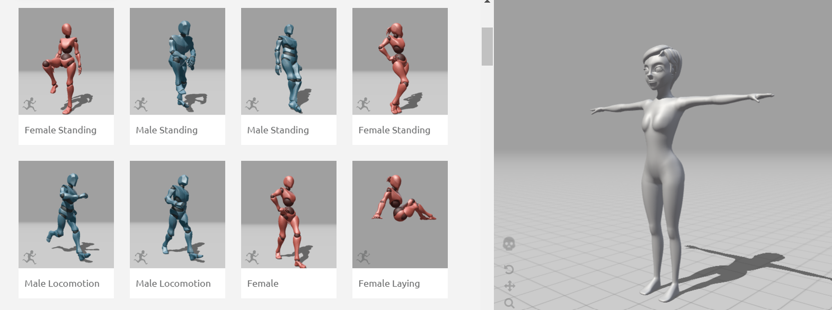 Interfaccia di Mixamo