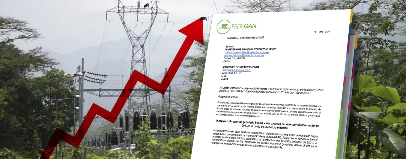 Carta Fedegán por incremento en el valor de la energía electrica