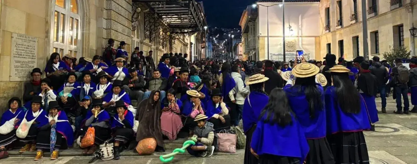 Minga indigena sigue en Bogotá alegandoque ha perdido casi 9.600 hectáreas