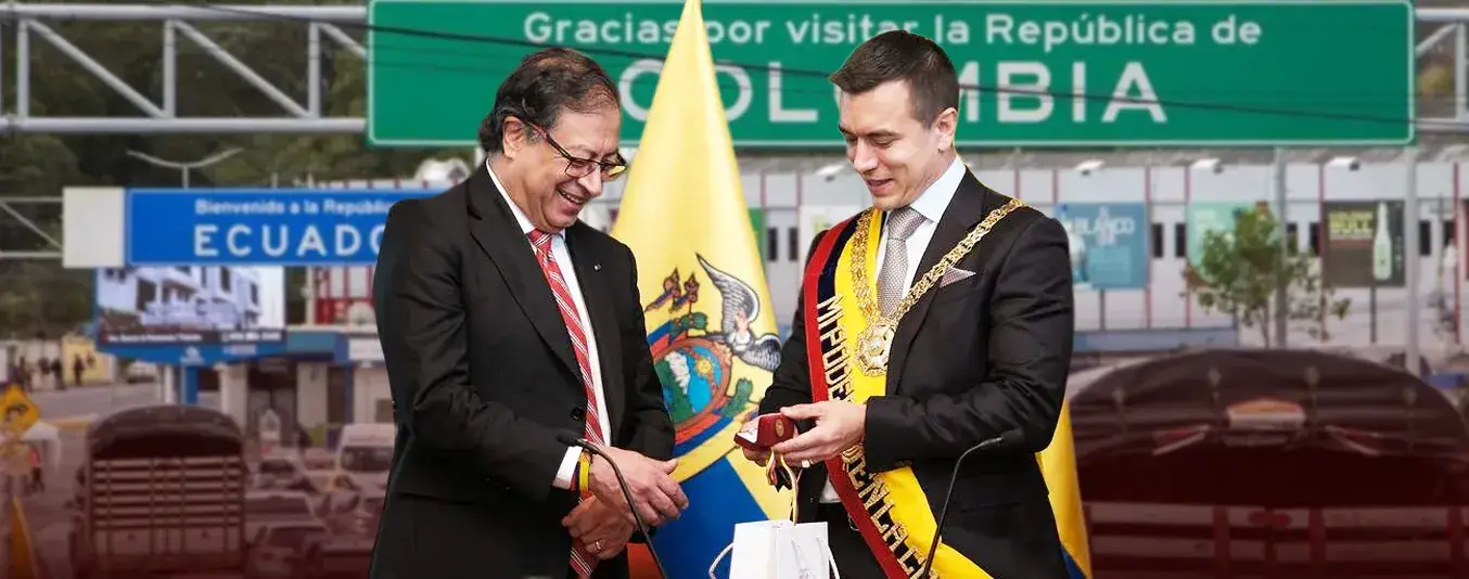 El presidente de Colombia Gustavo Petro y el presidente de Ecuador Daniel Noboa