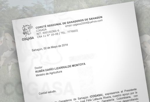 carta de respaldo a fedegán