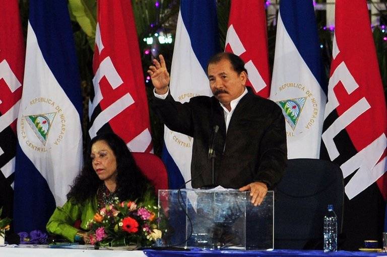 El presidente de Nicaragua, Daniel Ortega, durante una ceremonia en Managua este lunes  © AFP hector retamal