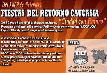 Afiche Fiestas del retorno, Caucasia.