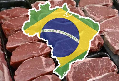 Carne y mapa de Brasil