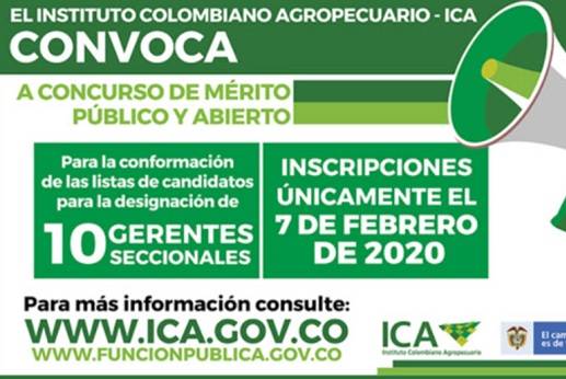 ICA, gerentes seccionales, ICSA, convocatoria para la elección de gerentes seccionales del ICA, gerentes seccionales, Arauca, Antioquia, Amazonas, Guainía, La Guajira, Putumayo, San Andrés y Providencia, Valle del Cauca, Vaupés y Vichada, CONtexto ganadero, convocatoria ICA gerentes
