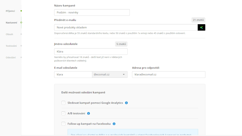 Generování předmětu pomocí umělé inteligence přímo v Ecomailu