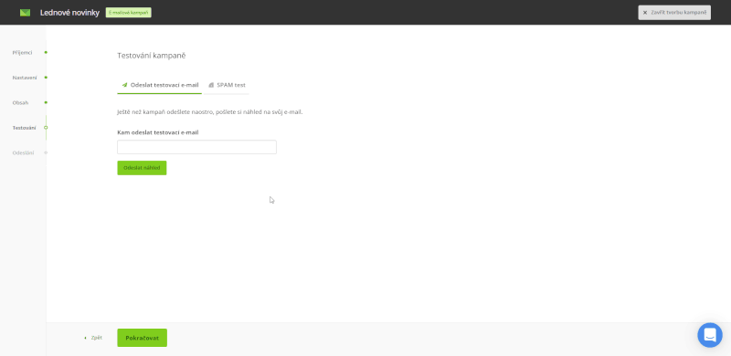 Spam test v aplikaci Ecomail