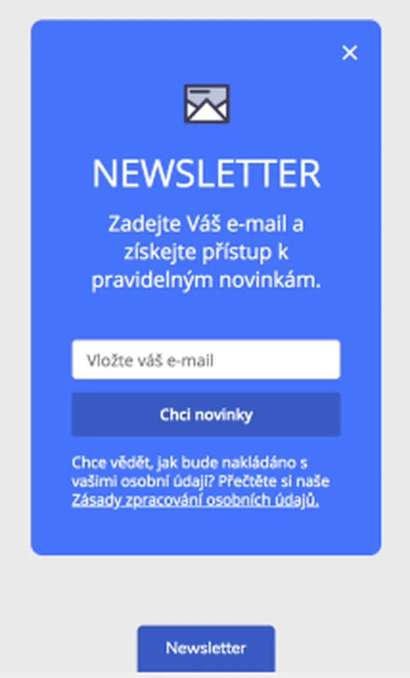 vysouvací formulář Ecomail