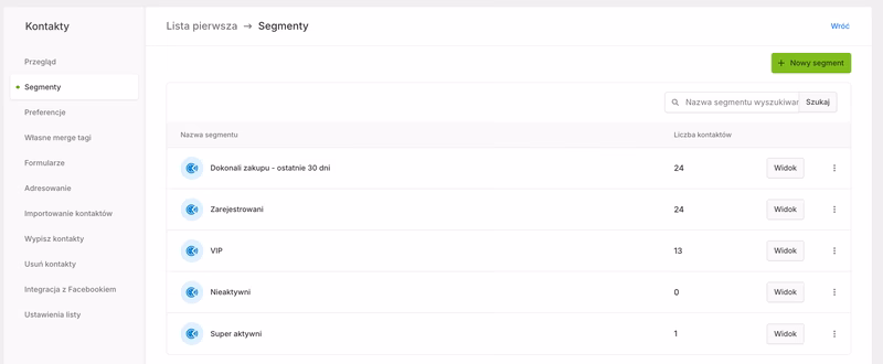 segmenty w Ecomailu