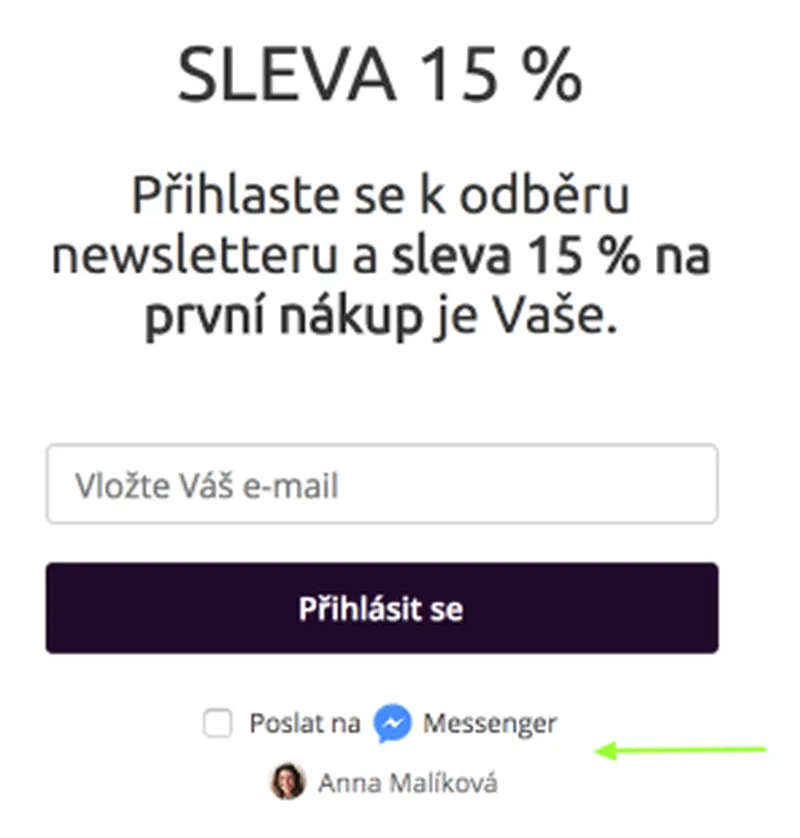 Ecomail messenger pop up