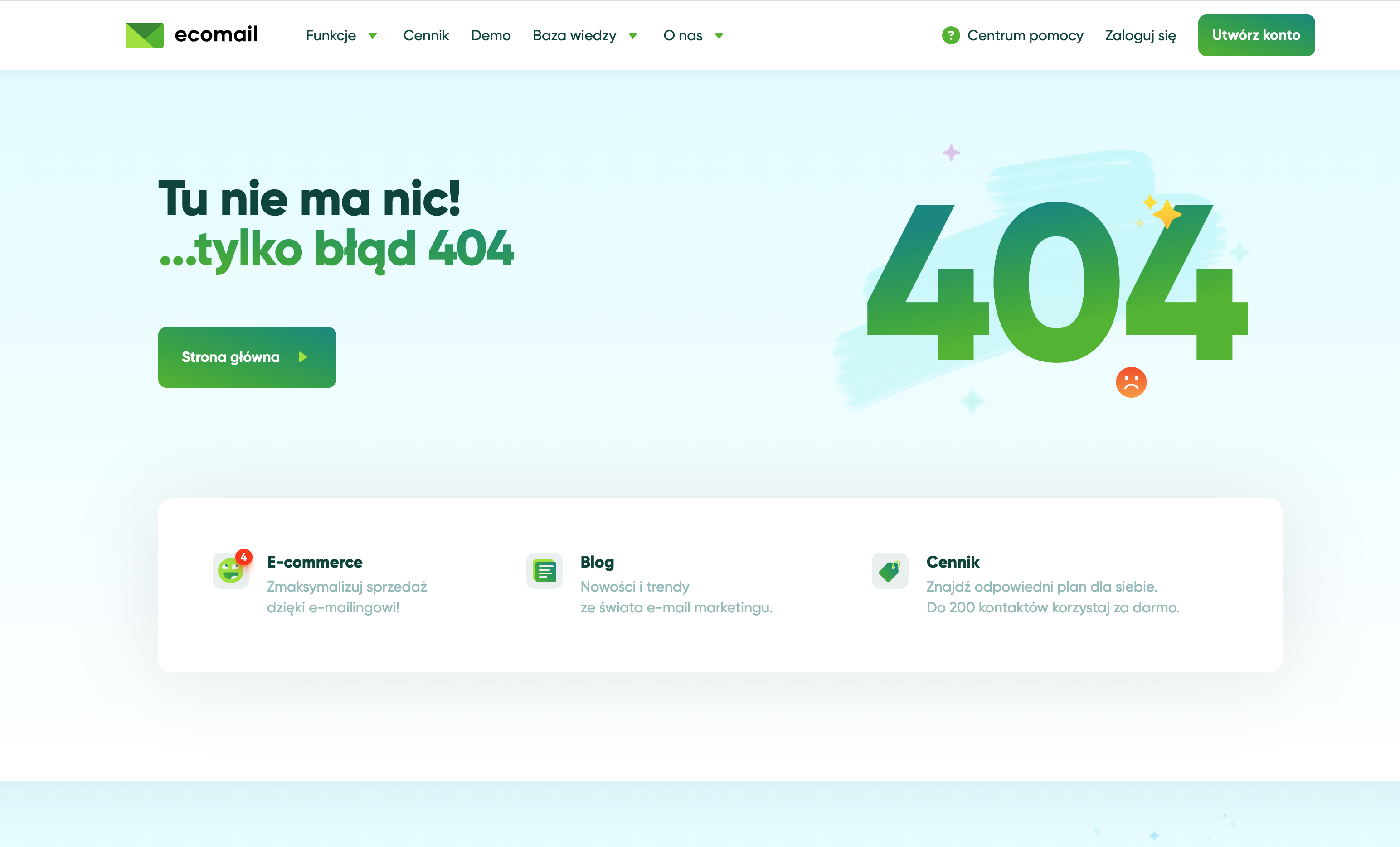 Błąd 404 w Ecomailu